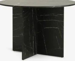 KRONDAL Spiseborde|Spisebord Ø110 marmorfarvet sort