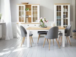 MARKSKEL Spiseborde|Spisebord 90x150/193 hvid/egefarve Hvid+Eg