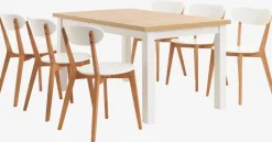 MARKSKEL Spiseborde|Spisebord 90x150/193 hvid/egefarve Hvid+Eg