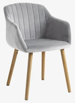 ADSLEV Spisebordsstole|Spisebordsstol velour/natur Grå