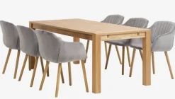 ADSLEV Spisebordsstole|Spisebordsstol velour/natur Grå