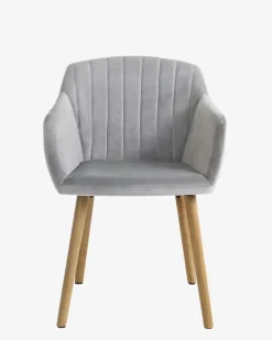 ADSLEV Spisebordsstole|Spisebordsstol velour/natur Grå