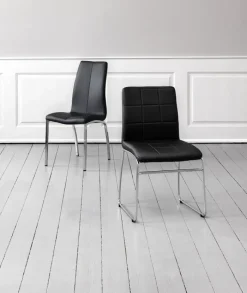 HAVNDAL Spisebordsstole|Spisebordsstol sort kunstlæder/krom