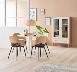 HVIDOVRE Spisebordsstole|Spisebordsstol /sort stof Eg