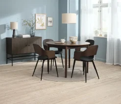 HVIDOVRE Spisebordsstole|Spisebordsstol mørk eg/sort stof Mørkeg