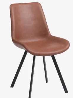 HYGUM Spisebordsstole|Spisebordsstol drejebase farvet kunstlæder/sort Cognac