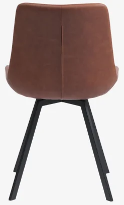 HYGUM Spisebordsstole|Spisebordsstol drejebase farvet kunstlæder/sort Cognac