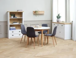 JONSTRUP Spisebordsstole|Spisebordsstol farvet stof/egefarve Asfalt