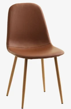 JONSTRUP Spisebordsstole|Spisebordsstol farvet kunstlæder/egefarve Cognac