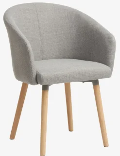 KLOSTER Spisebordsstole|Spisebordsstol lysegråt stof/eg