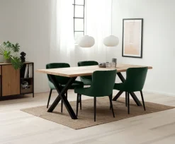 PEBRINGE Spisebordsstole|Spisebordsstol velour /sort Grøn