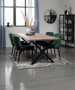 PEBRINGE Spisebordsstole|Spisebordsstol velour /sort Grøn