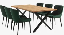 PEBRINGE Spisebordsstole|Spisebordsstol velour /sort Grøn