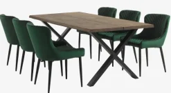 PEBRINGE Spisebordsstole|Spisebordsstol velour /sort Grøn