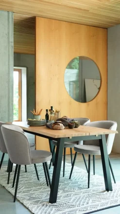 RISSKOV Spisebordsstole|Spisebordsstol t stof/sort Lysegrå