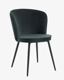 RISSKOV Spisebordsstole|Spisebordsstol velour/sort Mørkegrøn