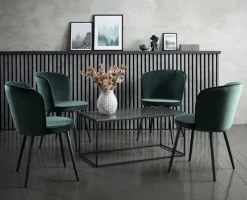 RISSKOV Spisebordsstole|Spisebordsstol velour/sort Mørkegrøn