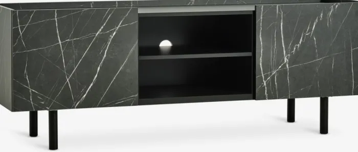 KRONDAL Tv-borde|TV-bord 2 låger sort marmorfarve