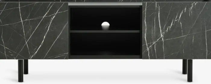 KRONDAL Tv-borde|TV-bord 2 låger sort marmorfarve