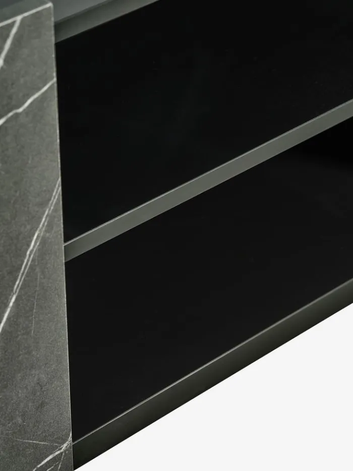 KRONDAL Tv-borde|TV-bord 2 låger sort marmorfarve