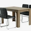 VEDDE + HAMMEL Spisebordssæt|VEDDE L120 bord vild eg + 4 HAMMEL stole sort