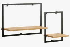 TRAPPEDAL Hylder|Hylder|Væghylde 2 stk/pk egefarve/sort