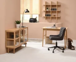 LANGELINIE Skænke Og Vitrineskabe|Skænke Og Vitrineskabe|Vitrineskab 3 låger eg