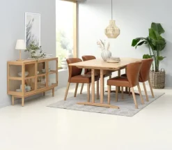 LANGELINIE Skænke Og Vitrineskabe|Skænke Og Vitrineskabe|Vitrineskab 3 låger eg