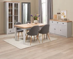 MARKSKEL Skænke Og Vitrineskabe|Skænke Og Vitrineskabe|Vitrineskab 2 låger lys /egefarve Grå