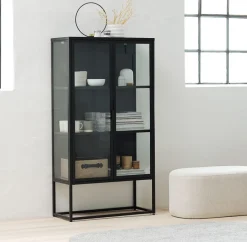 VIRUM Skænke Og Vitrineskabe|Skænke Og Vitrineskabe|Vitrineskab 2 låger Sort